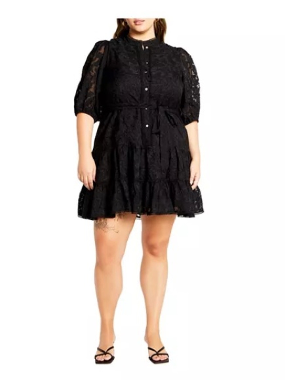 City Chic Chrissa Dress Size 16 Whimsigoth Witchy Tiered Lace Detail